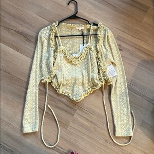Yellow Patterned Long Sleeve Top